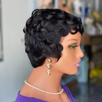 Unisex Simple Style Casual Holiday Weekend Real Hair Homogeneous And Oblique Short Curly Hair Wigs main image 2