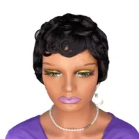 Unisex Simple Style Casual Holiday Weekend Real Hair Homogeneous And Oblique Short Curly Hair Wigs main image 3
