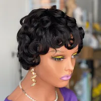 Unisex Simple Style Casual Holiday Weekend Real Hair Homogeneous And Oblique Short Curly Hair Wigs main image 4