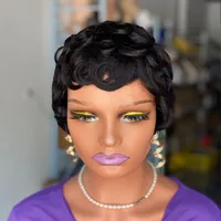 Unisex Simple Style Casual Holiday Weekend Real Hair Homogeneous And Oblique Short Curly Hair Wigs main image 1