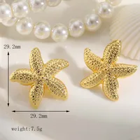 1 Pair Vacation Beach Classic Style Scallop Starfish Irregular Scallop Inlay Copper Zircon 18K Gold Plated Ear Studs sku image 2
