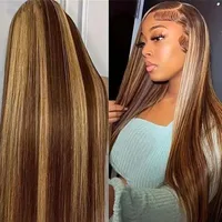 Unisex Simple Style Casual Holiday Weekend Real Hair Homogeneous And Oblique Straight Hair Long Straight Hair Wigs main image 1