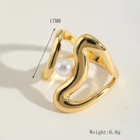 Elegant Romantic Classic Style Solid Color Copper Plating Imitation Pearl 18K Gold Plated Women's Open Rings main image 4