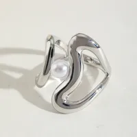 Elegant Romantic Classic Style Solid Color Copper Plating Imitation Pearl 18K Gold Plated Women's Open Rings main image 3