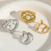 Elegant Romantic Classic Style Solid Color Copper Plating Imitation Pearl 18K Gold Plated Women's Open Rings main image 1
