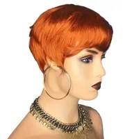 Women's Simple Style Masquerade Carnival Street Real Hair Homogeneous And Oblique Short Straight Hair Wigs main image 5