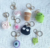1 Piece Cute Four Leaf Clover Dinosaur Flower Yarn Unisex Bag Pendant Keychain main image 1