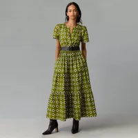 Women's Adults Umbrella Skirt Vintage Style Bohemian V Neck Pullovers Printing Short Sleeve Printing Maxi Long Dress Daily Festival main image 1