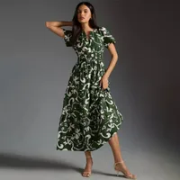 Women's Adults Umbrella Skirt Vintage Style Bohemian V Neck Pullovers Printing Short Sleeve Printing Maxi Long Dress Daily Festival main image 4