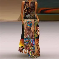 Women's Adults Super Large Swing Skirt Vintage Style Ethnic Style V Neck Basic Model 3D/Stereo Pattern Sleeveless Human Maxi Long Dress Banquet Festival main image 4