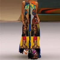Women's Adults Super Large Swing Skirt Vintage Style Ethnic Style V Neck Basic Model 3D/Stereo Pattern Sleeveless Human Maxi Long Dress Banquet Festival main image 5