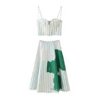 Holiday Daily Women's Elegant Simple Style Streetwear Stripe Cotton Polyester Skirt Co-ord Set Shorts Sets main image 2