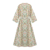 Women's Floral Dress Elegant V Neck Nine Points Sleeve Ditsy Floral Maxi Long Dress Holiday Travel Daily main image 3