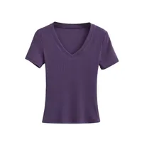 Women's T-shirt Short Sleeve T-Shirts Casual Solid Color sku image 10
