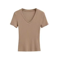 Women's T-shirt Short Sleeve T-Shirts Casual Solid Color sku image 7
