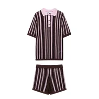 Holiday Daily Selfie Women's Casual Simple Style Streetwear Stripe Knit Shorts Co-ord Set Shorts Sets main image 2