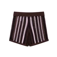 Holiday Daily Selfie Women's Casual Simple Style Streetwear Stripe Knit Shorts Co-ord Set Shorts Sets main image 5