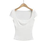Women's T-shirt Short Sleeve T-Shirts Streetwear Solid Color sku image 2