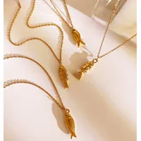 Vintage Style Classic Style Small Fish 316L Stainless Steel  Irregular 18K Gold Plated Women's Pendant Necklace main image 10