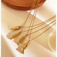 Vintage Style Classic Style Small Fish 316L Stainless Steel  Irregular 18K Gold Plated Women's Pendant Necklace main image 8
