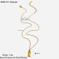 Vintage Style Classic Style Small Fish 316L Stainless Steel  Irregular 18K Gold Plated Women's Pendant Necklace sku image 5
