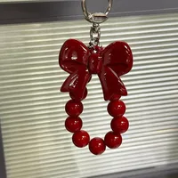 1 Piece Sweet Commute Heart Shape Bow Knot Acrylic Unisex Bag Pendant Keychain main image 4