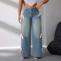 Women's Daily Street Streetwear Solid Color Bow Knot Full Length Jeans main image 1