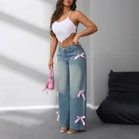 Women's Daily Street Streetwear Solid Color Bow Knot Full Length Jeans main image 4