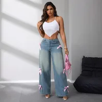 Women's Daily Street Streetwear Solid Color Bow Knot Full Length Jeans main image 3