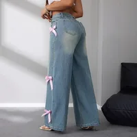 Women's Daily Street Streetwear Solid Color Bow Knot Full Length Jeans main image 5