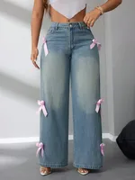 Women's Daily Street Streetwear Solid Color Bow Knot Full Length Jeans sku image 2