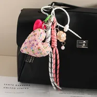 1 Piece All Seasons Cloth Heart Shape Bow Knot Bag Pendant main image 3