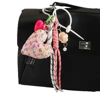 1 Piece All Seasons Cloth Heart Shape Bow Knot Bag Pendant main image 5