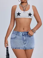 Women's Denim Skirt Streetwear Solid Color Short Mini Dress Daily Street sku image 4
