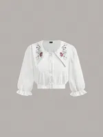 Women's Shirt Short Sleeve Blouses Casual Simple Style Solid Color sku image 3
