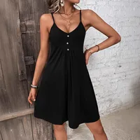 Women's Strap Dress Vacation Classic Style Strap Sleeveless Solid Color Knee-Length Holiday Daily main image 3