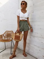 Women's Holiday Daily Vacation Simple Style Solid Color Shorts Casual Pants sku image 2