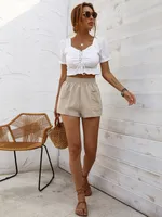 Women's Holiday Daily Vacation Simple Style Solid Color Shorts Casual Pants sku image 5