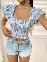 Women's Shirt Sleeveless Blouses Casual Streetwear Ditsy Floral sku image 3