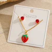 Sweet Cherry Strawberry 304 Stainless Steel Plating Women's Jewelry Set main image 7