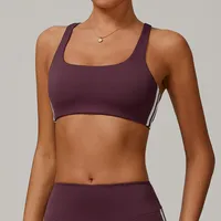 Sports Solid Color Nylon Spandex U Neck Sports Bra Sports Vest sku image 6