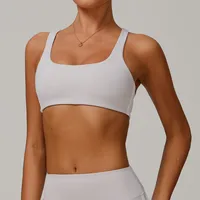 Sports Solid Color Nylon Spandex U Neck Sports Bra Sports Vest sku image 11