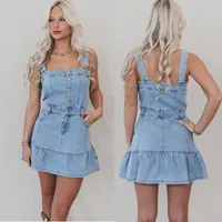 Women's Strap Dress Cowboy Style Classic Style Boat Neck Strap Sleeveless Solid Color Above Knee Daily main image 1