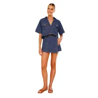 Daily Women's Classic Style Solid Color Cotton Polyester Denim Shorts Co-ord Set Shorts Sets main image 2