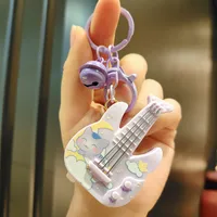 1 Piece Cute Guitar Plastic Unisex Bag Pendant Keychain sku image 3