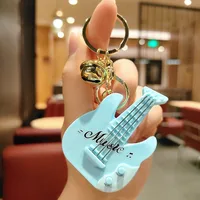 1 Piece Cute Guitar Plastic Unisex Bag Pendant Keychain sku image 7