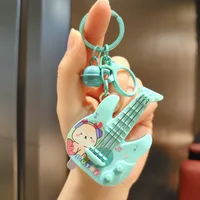 1 Piece Cute Guitar Plastic Unisex Bag Pendant Keychain sku image 1