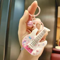 1 Piece Cute Guitar Plastic Unisex Bag Pendant Keychain sku image 4