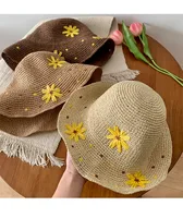 Women's Elegant Basic Simple Style Daisy Curved Eaves Straw Hat main image 1