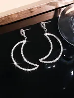 1 Pair Simple Style Shiny Moon Rhinestone Drop Earrings sku image 11